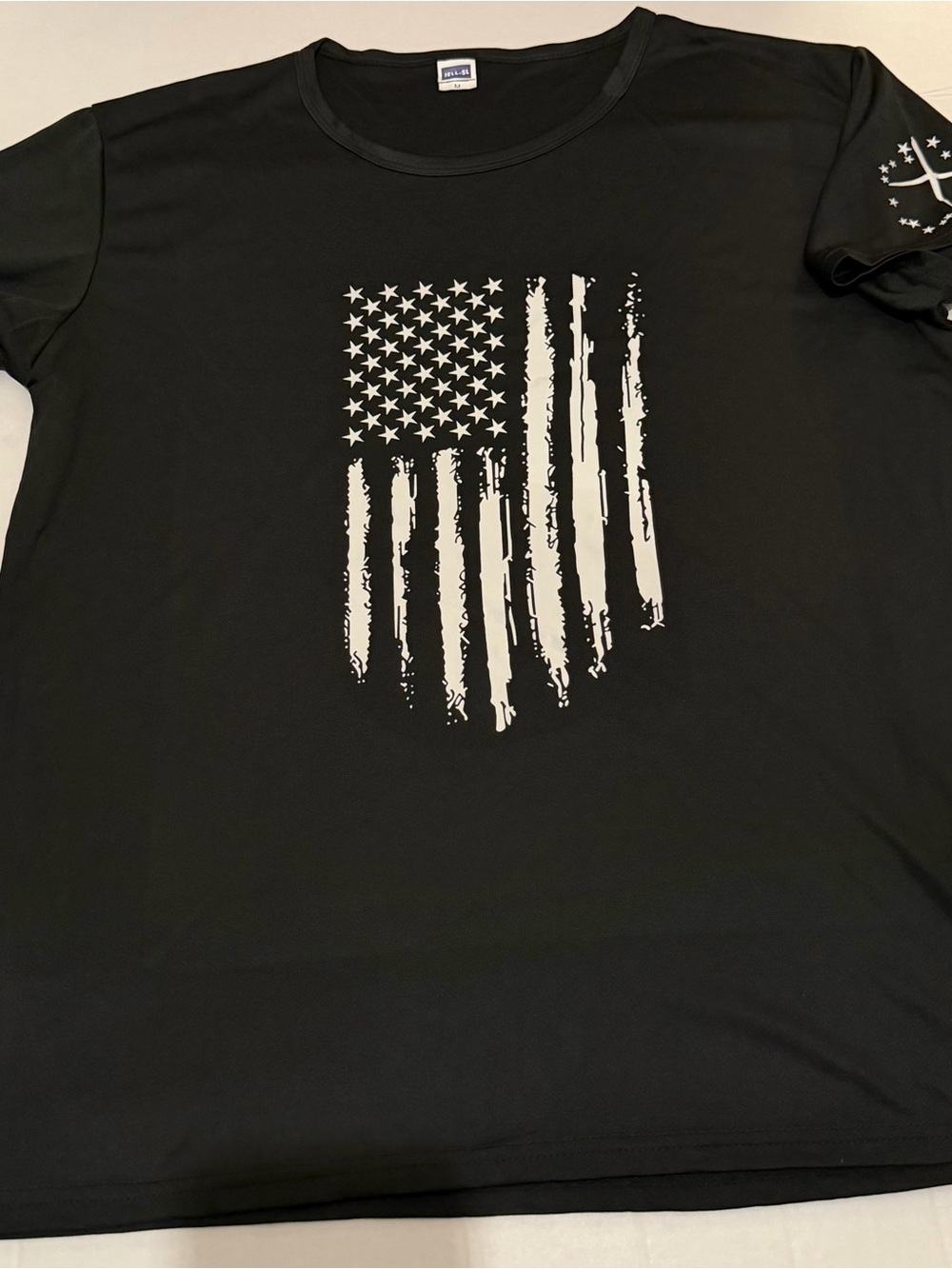 I48 Medium Men's Black Graphic Flag T-Shirt - Unbranded